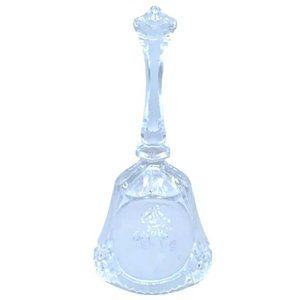 Collectible Clear Glass Frosted Etched Floral Pattern 8" Bell w/ NO-Clapper